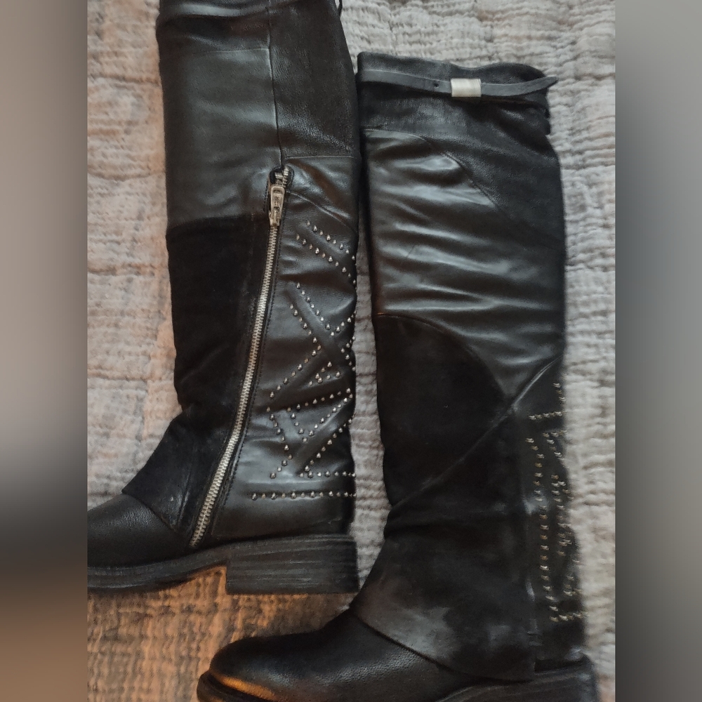 A.S.98 Black Pilar Leather Knee-High Boots - Picture 2 of 9